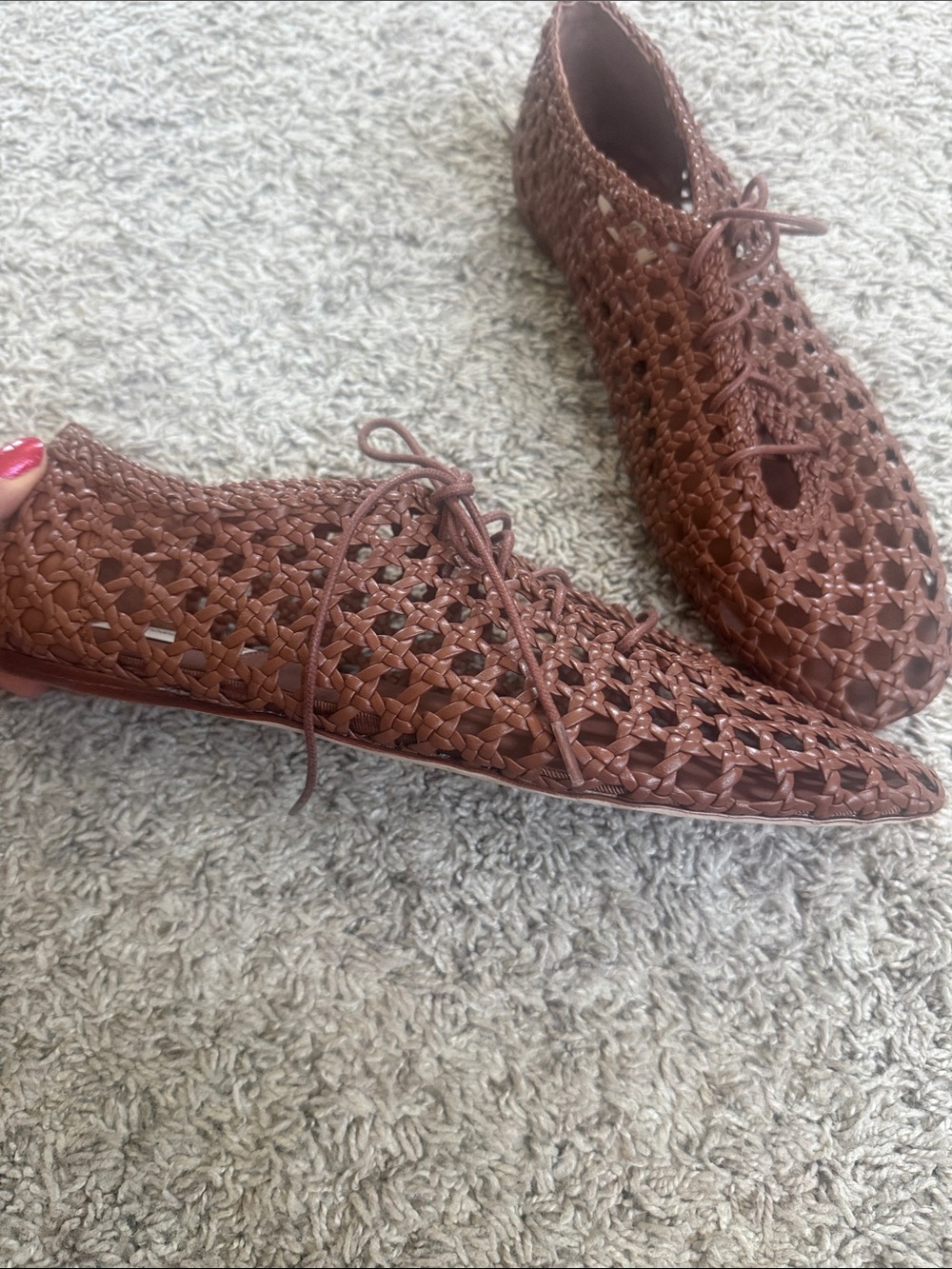 Antonio Melani Myles Woven Leather Lace-Up Flats - Picture 2 of 4